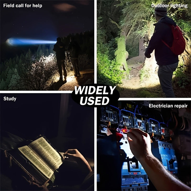 Waterproof LED Flashlight 6 Modes 3 Color Filters Solar USB Rechargeable IPX4 Torch for Hunting Camping Boating Hiking Emergency for Patio & Backyard Use - product image 18