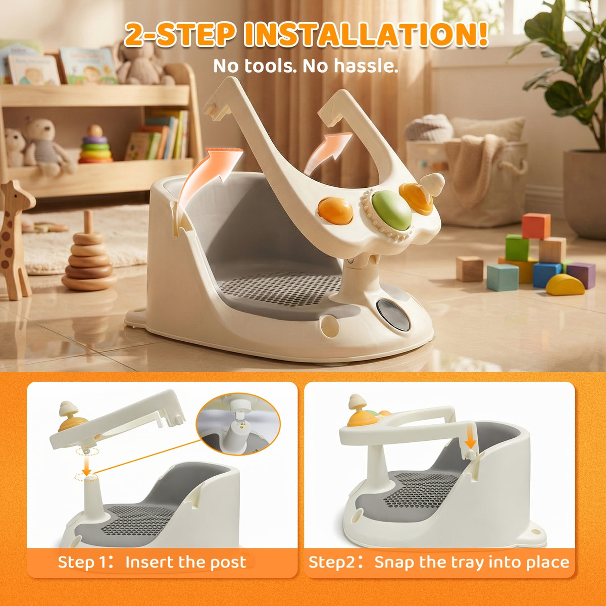 Toddler Bath Seat, Baby Bath Seat, Baby Shower Safety Products for Bathing and Showering for Children to Sit, Baby Bath Seat for Babies 6 Months & Up Non-Slip - product image 5