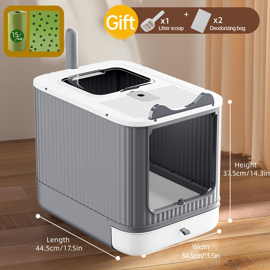 Enclosed Cat Litter Box with Odor Control | Extra Large Covered Design, High Privacy, Easy Clean Modern Cat Toilet for Multiple Cats | White, Pink & Yellow - product image 2