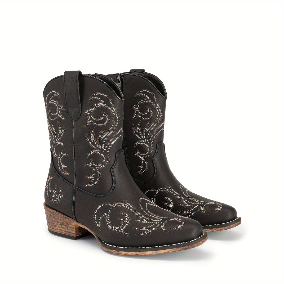 Women Cowboy Boots Ankle Boots Vintage Embroidered Geometric Pattern High-Top Cowboy Boots Western Retro Boot Comfortable Square Toe Elegant Classic Cool Brand - product image 2