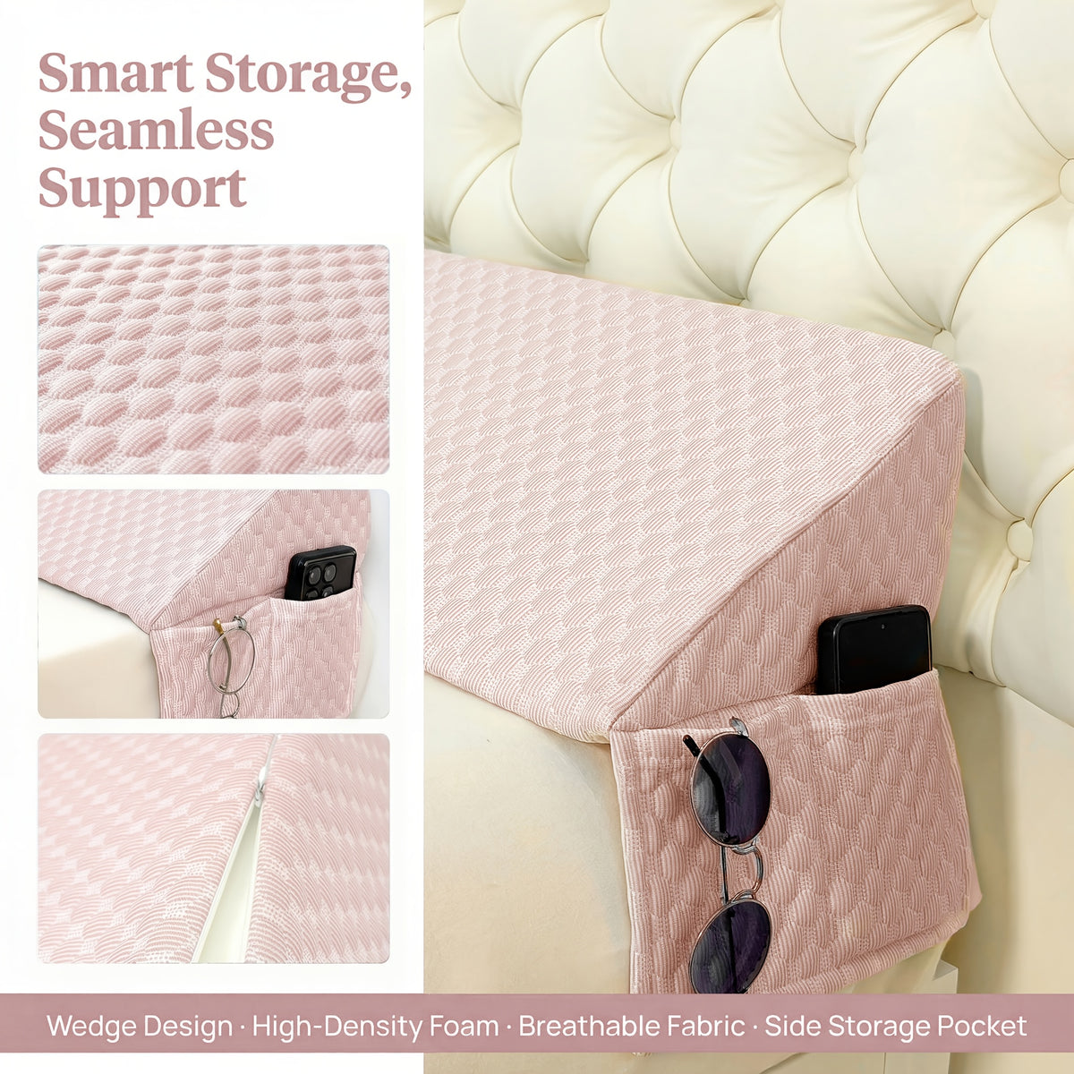 Bed Wedge Pillow - Bed Gap Filler Mattress Wedge Headboard Pillow Close The Gap 0-7" Between Your Headboard and Mattress Or Wall for Sleeping Backrest Pillow - product image 12