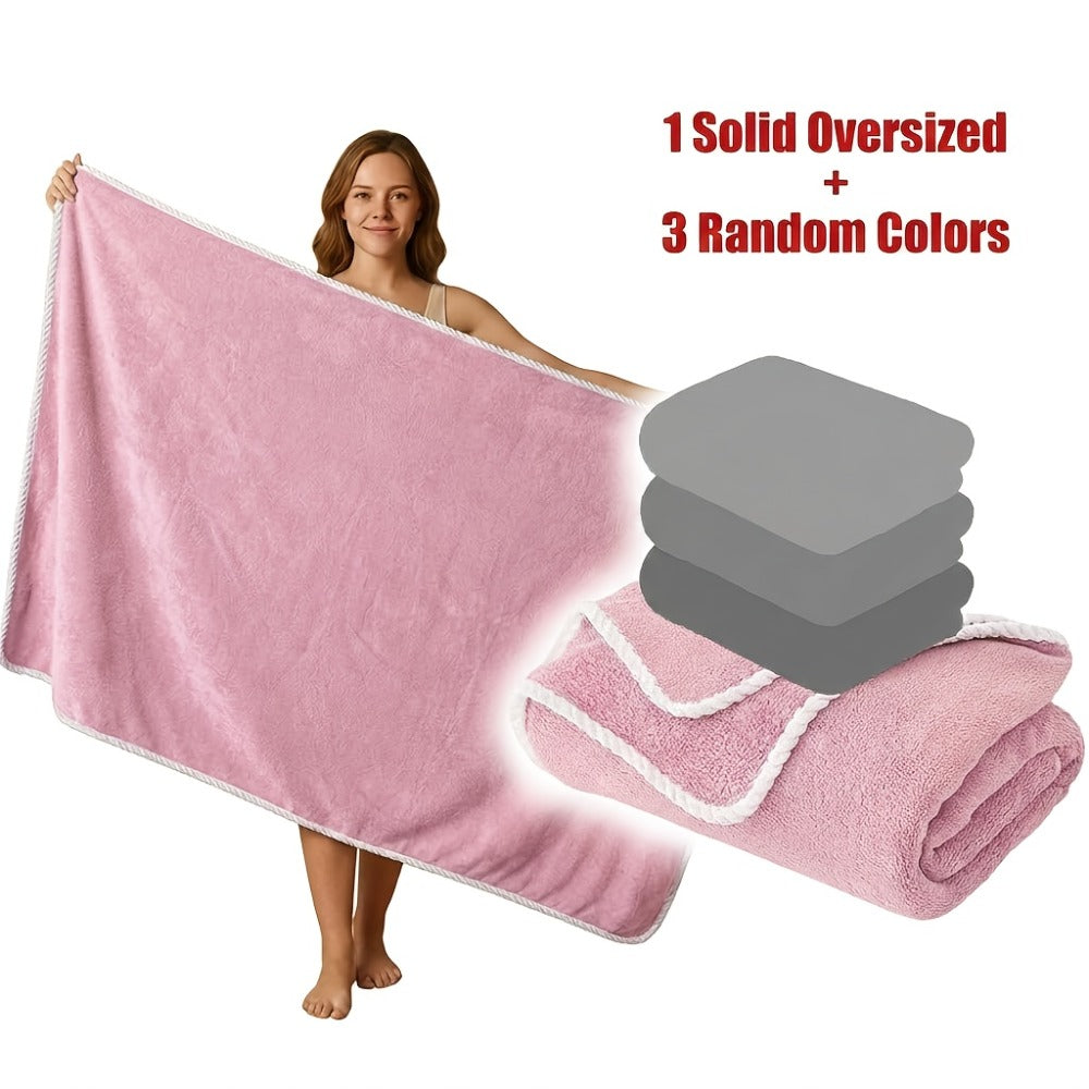 Extra Large Bath Towel Set 4 Piece for Women - 300GSM Ultra Soft Quick Dry Absorbent Solid Color Hand Towels | Orange Green Blue Purple Pink | Spa Yoga Fitness Gym Bathroom Gift - product image 12