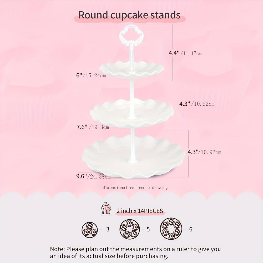 Tiered Cupcake Stand Set 10pcs - 3 Double Layer & 3 Triple Layer Dessert Stands + 4 Appetizer Trays for Birthday Wedding Party - product image 4