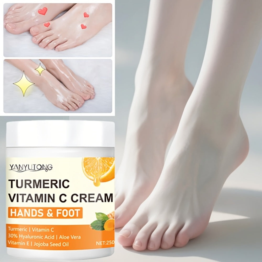 Turmeric Vitamin C Hyaluronic Acid Foot Cream for Dry Cracked Heels Deep Hydration Repair Moisturizer Elbows Rough Skin Gentle Exfoliating Heel Balm 250g - product image 4
