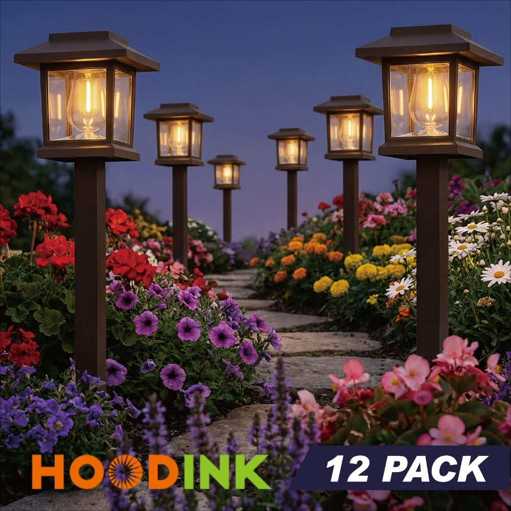 Solar Pathway Lights Outdoor Edison Style LED – Up to 12 Hours Auto On/Off IP44 Waterproof | Warm White Solar Garden Lights for Yard, Driveway & Walkway | Black & Brown Upgraded St - product image 13