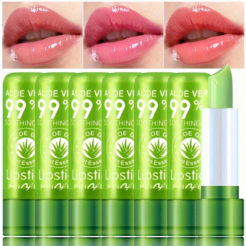 Aloe Vera Magic Lip Balm 6 Pack Green to Pink — Color Changing Temperature-Sensitive Formula, Moisturizing Soothing Natural Tint, Long-Lasting Hydration Lip Care for Women & Girls - product image 7