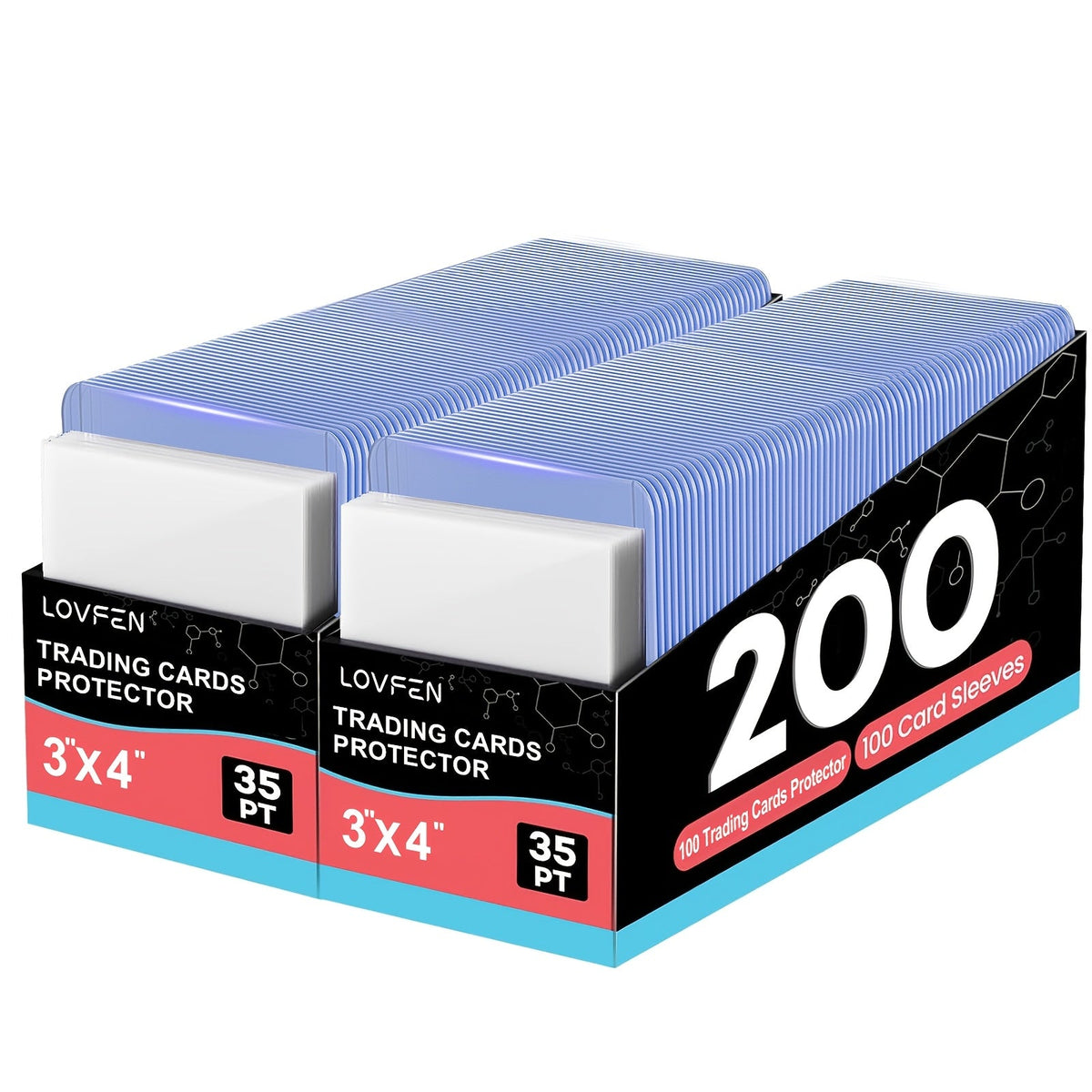 100/200/500/2000 Count Regular Top Loading Card Holders for Baseball Football Sports Trading Cards | Card Toploads & Sleeves 3x4 Hard Plastic Combo