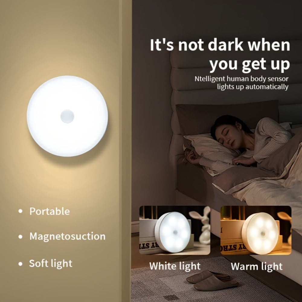 Motion Sensor Night Light 6 Pack Wireless Rechargeable 1000mAh - LED Step Lights with Motion & Light Sensor, Polished Plastic Sconce PVC Shade, Safe Night Lighting for Staircase Be - product image 10
