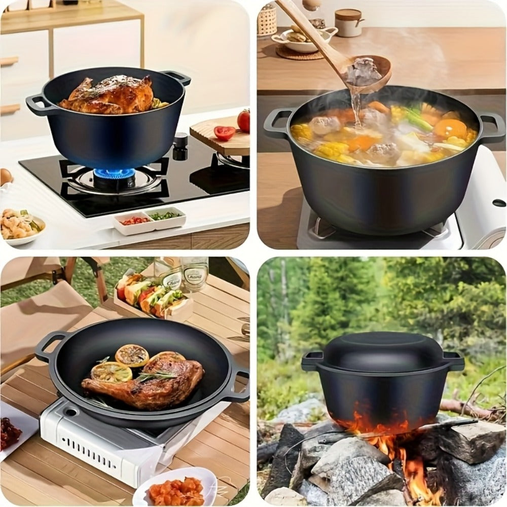 Cast Iron Dutch Oven Set 5.1QT & 7QT with Skillet Lid – Pre-Seasoned 2-in-1 Cookware for Stovetop, Induction, Oven, Campfire & BBQ, Sourdough Bread Baking, Frying, Camping - product image 19