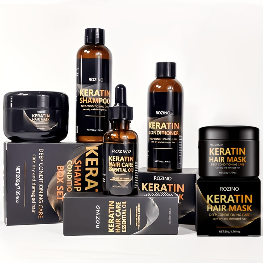 Keratin Hair Care Set 5pcs – Shampoo Conditioner Hair Mask & Essential Oil Bundle | Cleanses Strengthens Repairs Split Ends & Volumizes | Squalane Glycerin Formula for All Hair Typ - product image 3