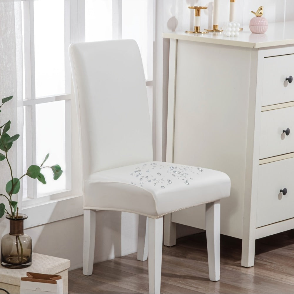 Dining Chair Covers Set of 4 6 Waterproof PU Leather Stretch Slipcover Oil Proof Universal Fit Chair Protector for Dining Room Kitchen Hotel Home Decor - 9 Colors - product image 7