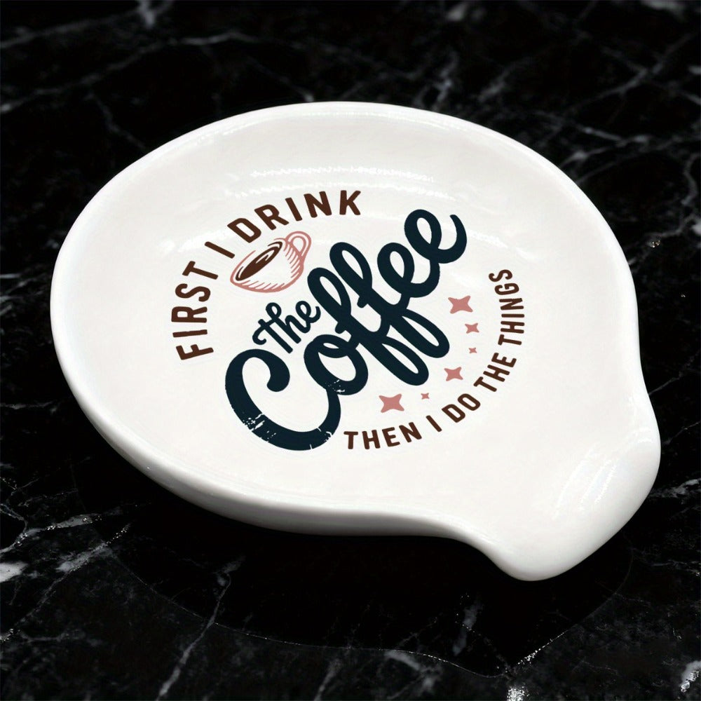 Ceramic Spoon Rest Funny Coffee Quote – "A Cup of No Return" Ceramic Utensil Holder for Coffee & Tea Spoons, Cute Spoon Holder for Kitchen Counter, Cafe Decor, Perfect Coffee Lover - product image 3