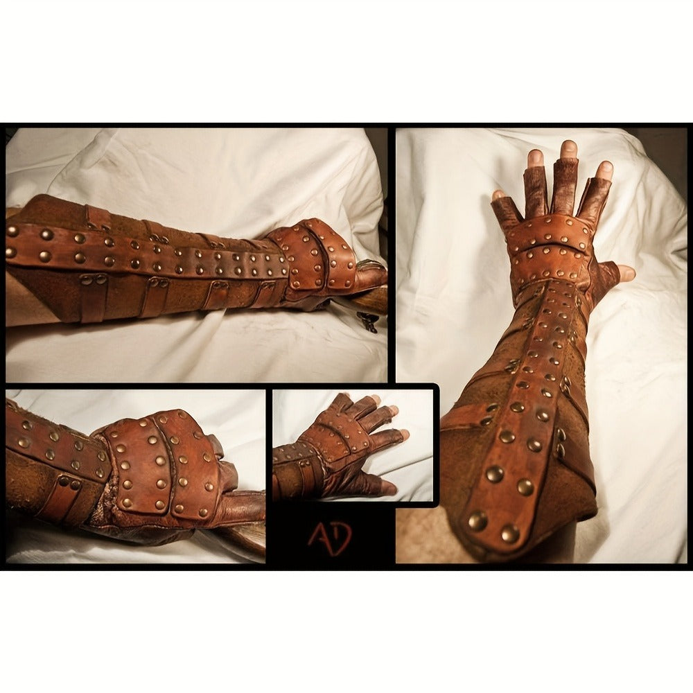Medieval Rivet Wrist Guard Leather Bracer | Viking Renaissance Retro Arm Guard with Riveted Detail for Men, Halloween Cosplay, LARP, Renaissance Fair, Father's Day & Christmas Gift