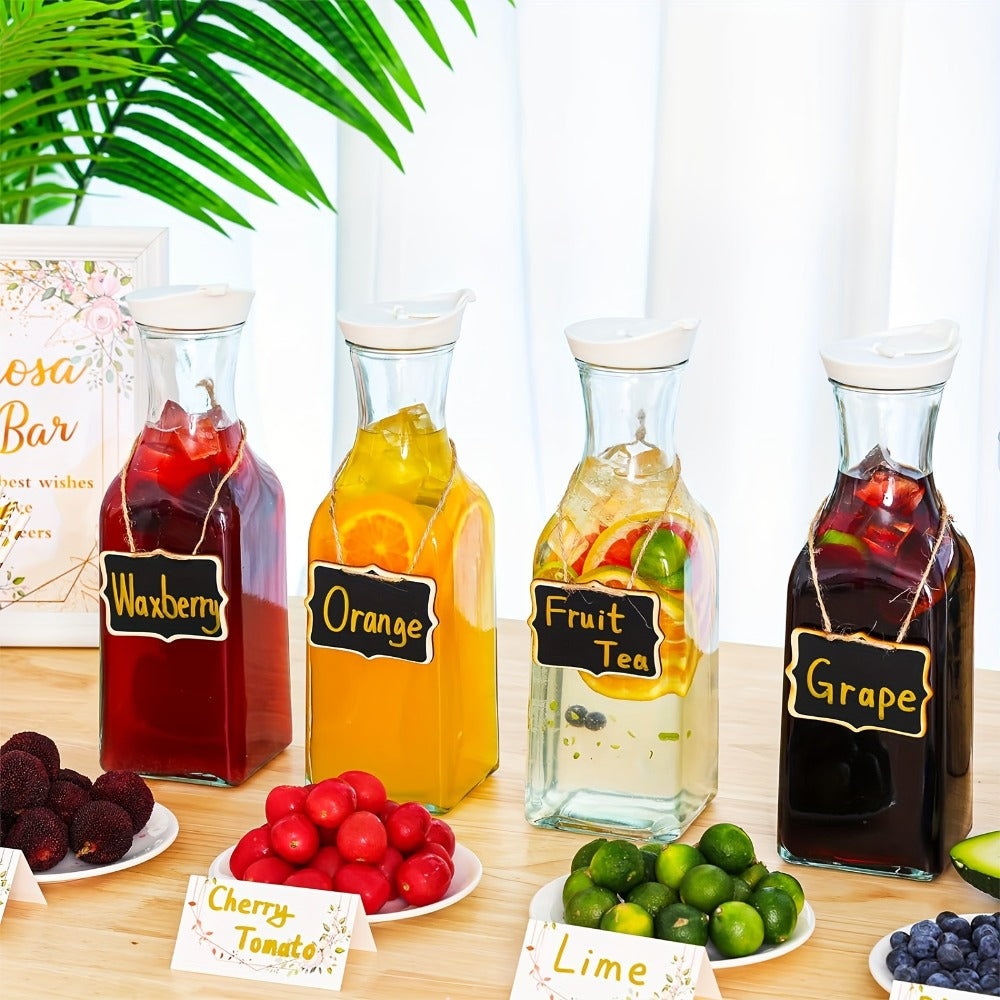 Glass Carafes with Lids Set of 4 - 1.5L Beverage Pitcher for Iced Tea, Cold Brew Coffee, Milk & Cold Drinks - product image