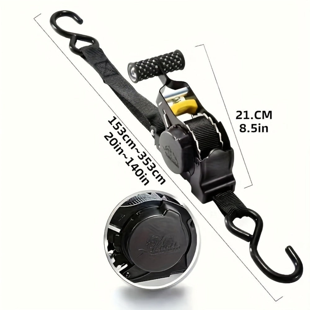 Self-Retracting Tie Down Straps 10 Feet Heavy Duty Ratchet Cargo Straps – Auto Retract for Truck Trailer Motorcycle Moving & Appliances, 1pc or 2pc Pack - product image 4