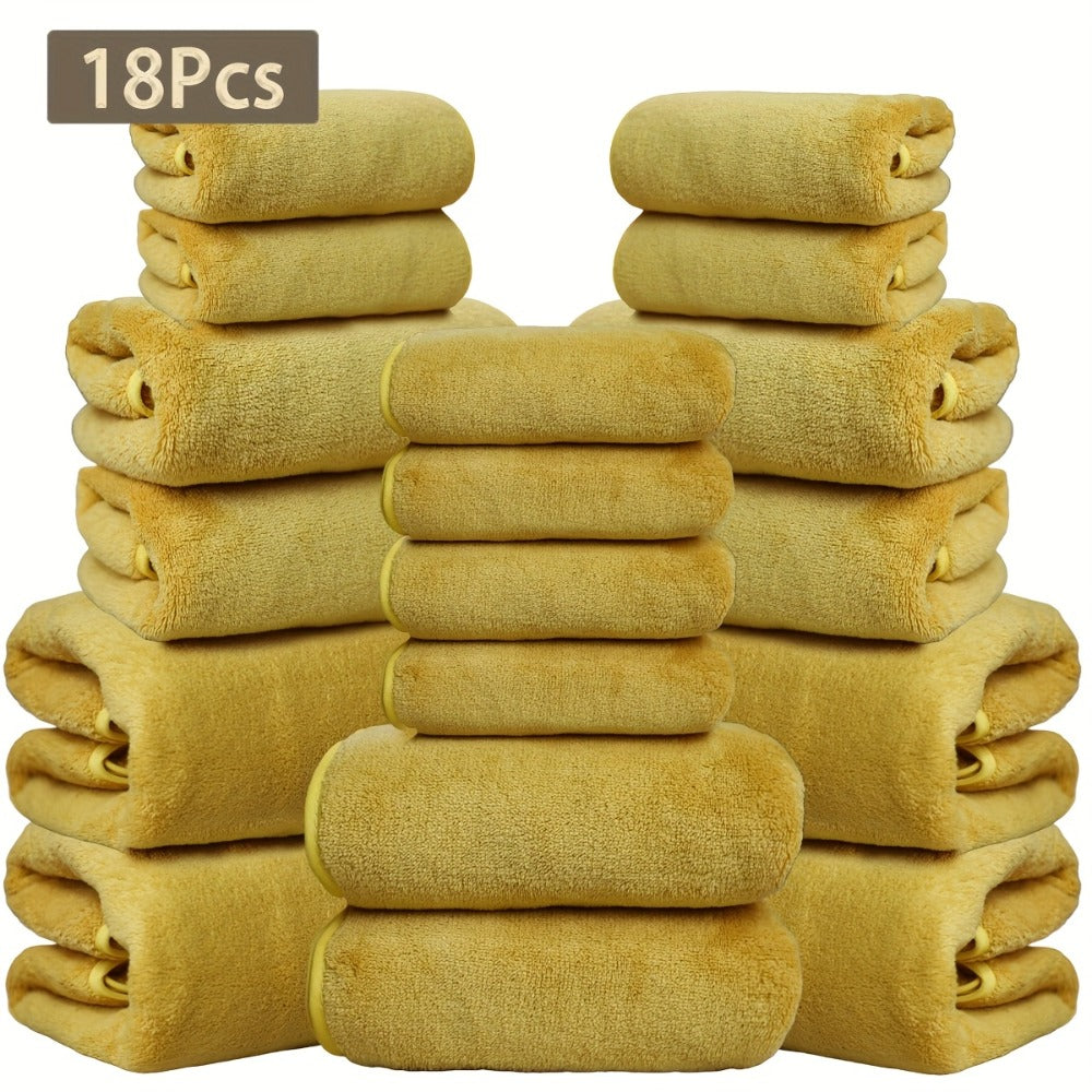 Coral Velvet Bath Towel Set 18pcs – 4 Bath Towels 4 Hand Towels 10 Washcloths Hotel Quality Soft Absorbent - product image 5