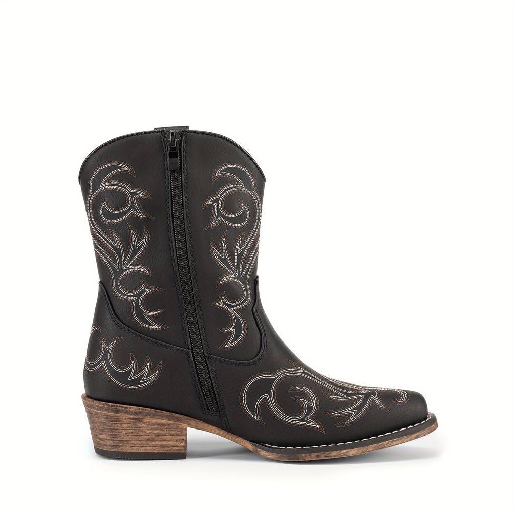 Women Cowboy Boots Ankle Boots Vintage Embroidered Geometric Pattern High-Top Cowboy Boots Western Retro Boot Comfortable Square Toe Elegant Classic Cool Brand - product image 21