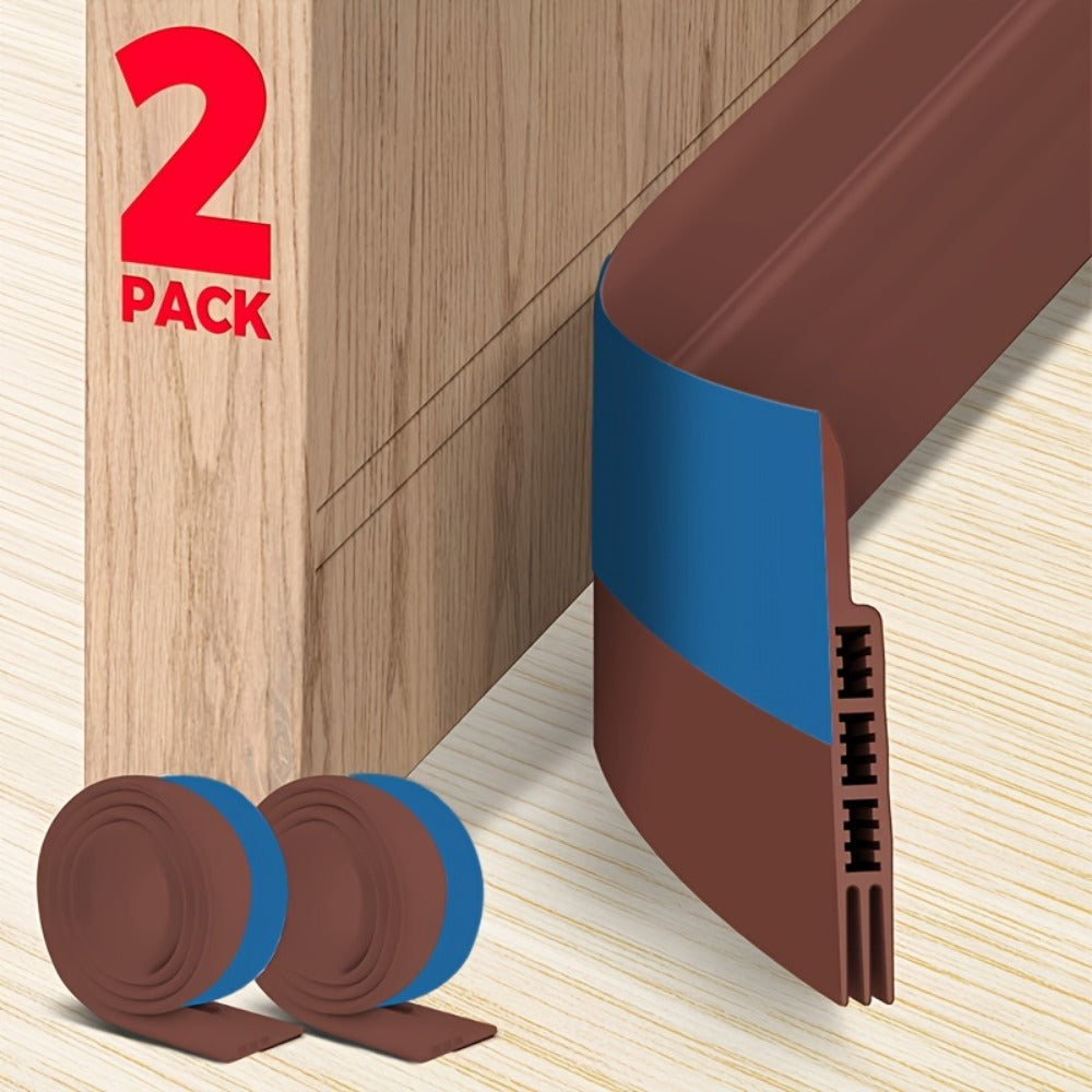 Door Draft Stopper 2pcs Silicone Weather Stripping 37" Under Door Seal Strip with Strong Adhesive – Noise Reduction, Energy Saving, Easy Install for Interior & Exterior Doors, Brow - product image 3