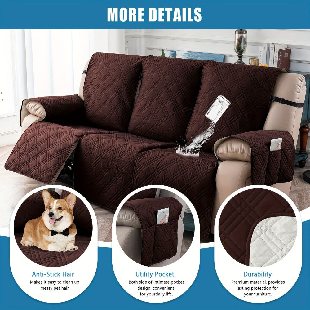 Waterproof Recliner Slipcover 3pcs Set | Non-Slip Quilted Elastic Recliner Chair Cover, Furniture Protector for Living Room Bedroom Office, 8 Colors - product image 13