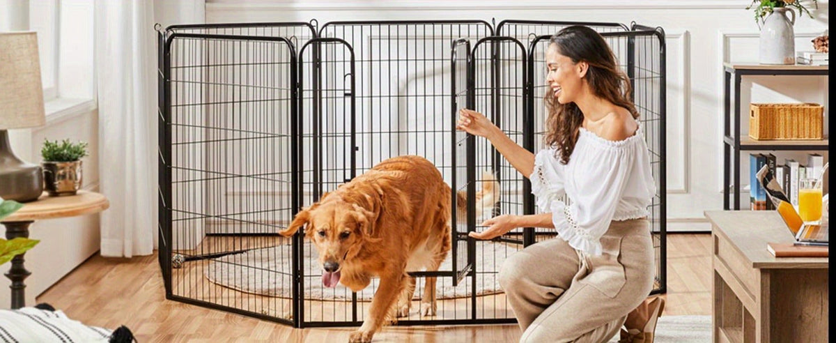 8 & 16 Panel Pet Exercise Pen for Large Medium Small Dogs, Carry-along Indoor Outdoor Puppy Pen for Yard Garden Camping RV, 24"/32"/40" Panel Height – Dog - product image 10