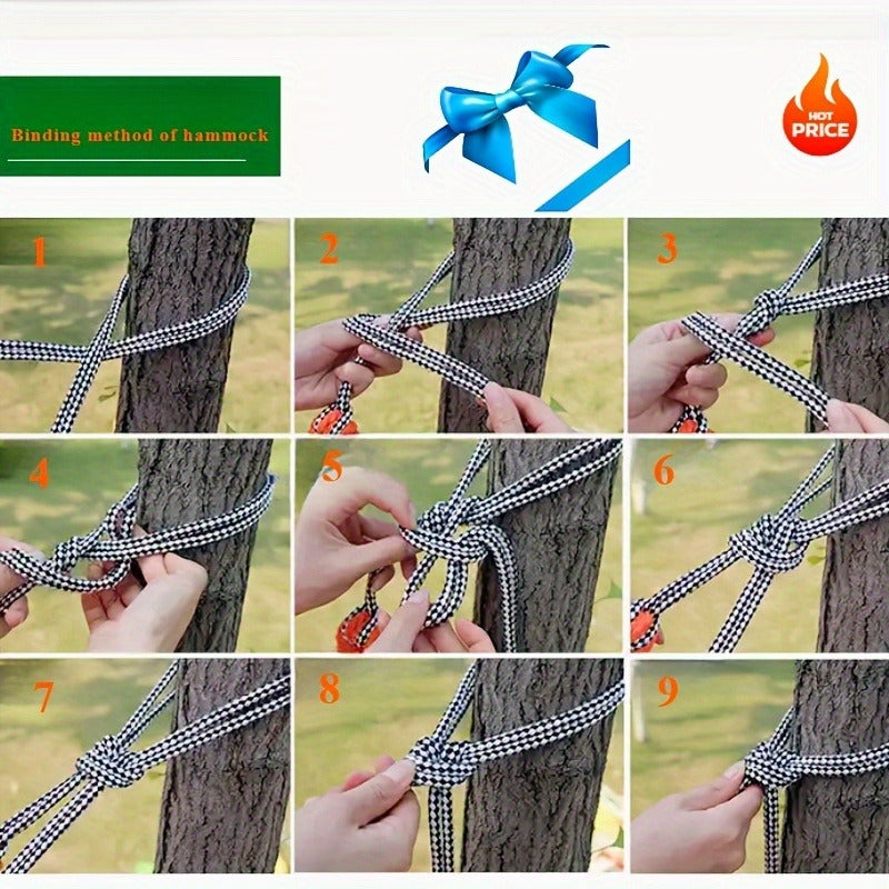 Camping Hammock Single Person Colorful Fabric Anti-Roll Design 330 lbs Capacity with Tree-Friendly Straps Carry-along Carrying Bag Outdoor Indoor Backyard - product image 20