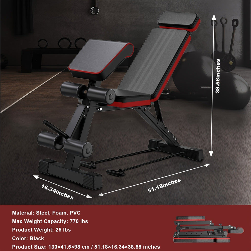 Foldable 14-in-1 Home Gym Dumbbell Bench, 1000 lbs Capacity, Roman Chair with Thick Cushion & Headrest – Adjustable Weight Bench - product image 19