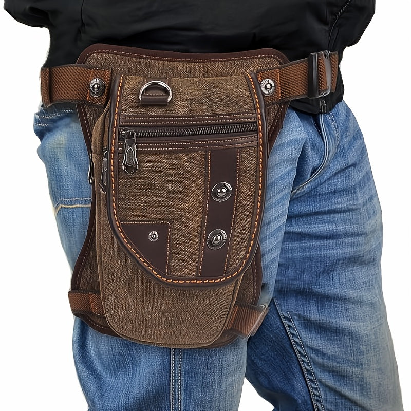 Vintage Canvas Sling Bag for Men Multifunctional Crossbody Chest Bag Waist Bag Shoulder Bag Leg Bag Hiking Outdoor Sports Travel Bag Adjustable Strap Dark Brown - product image