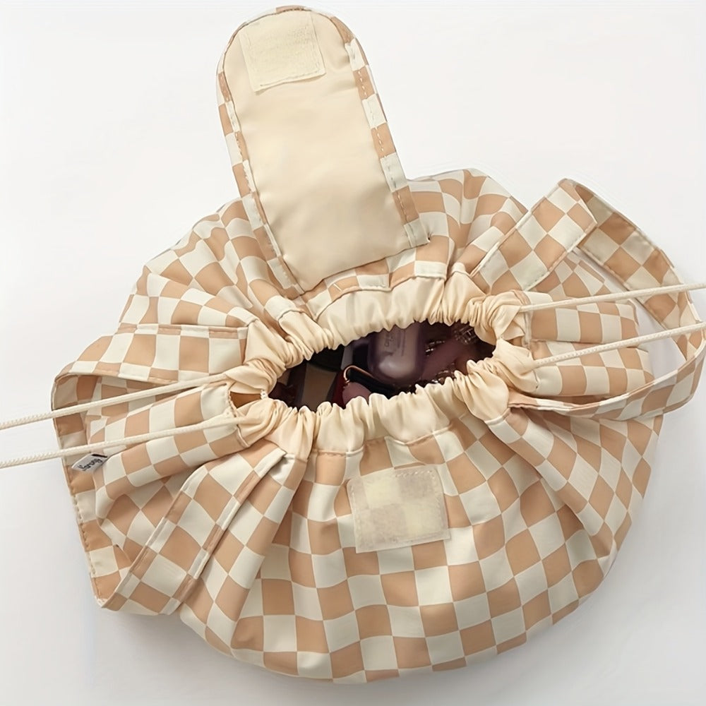 Drawstring Makeup Bag Wide Opening Flat Lay Oxford Fabric Machine Washable 12 Colors Travel Cosmetic Organizer Bag for Makeup Brushes Tools Accessories Toiletries Dorm Printed & So - product image 11