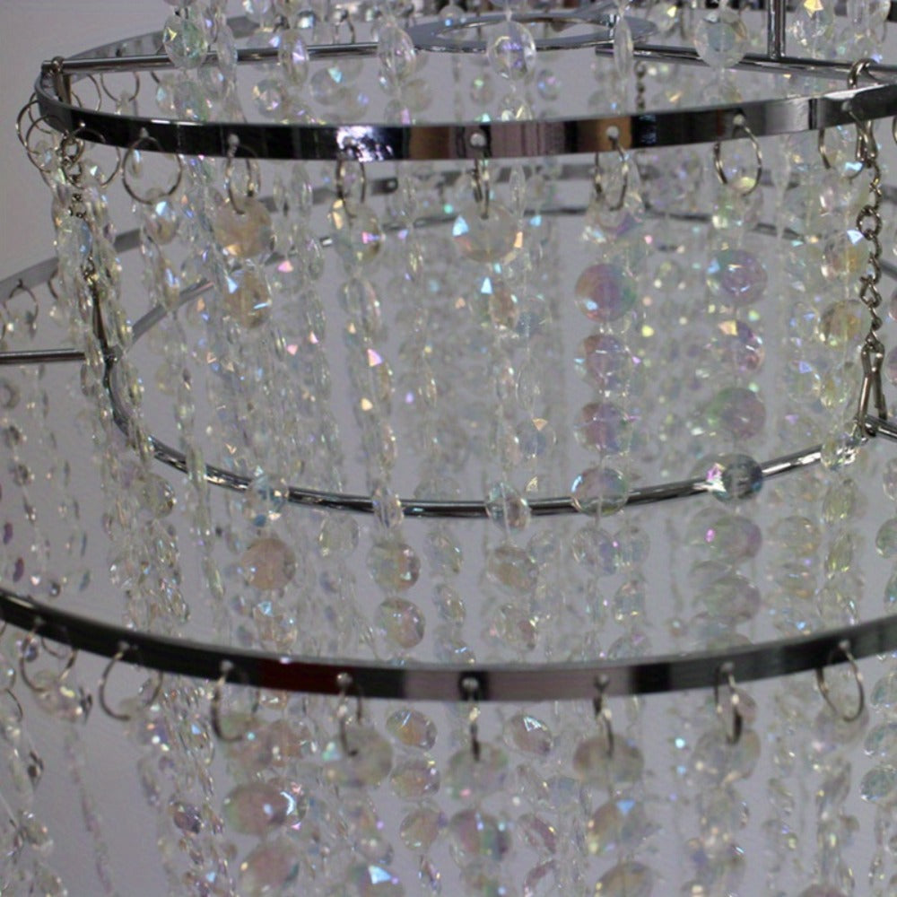 Crystal Beaded Chandelier Lampshade Acrylic Sparkling Droplets Elegant Ceiling Light Fixture Cover for Wedding Party Home Decor Multiple Sizes Branch Style Beadwork Pendant Shade - product image 14