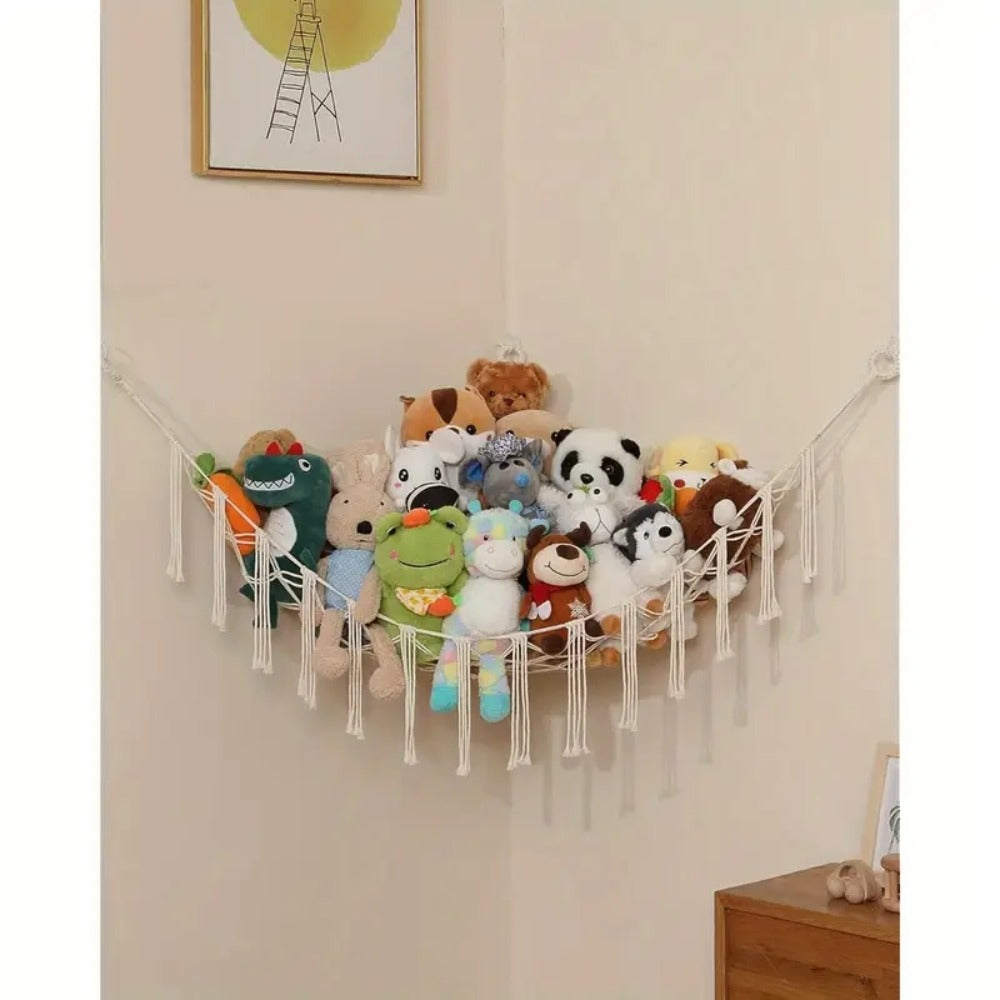 Stuffed Animal Storage Hammock with Lights Corner Hanging Toy Net Organizer for Nursery Bedroom Kids Room Decor Plush Toy Holder Christmas Halloween Easter Gift - product image 2