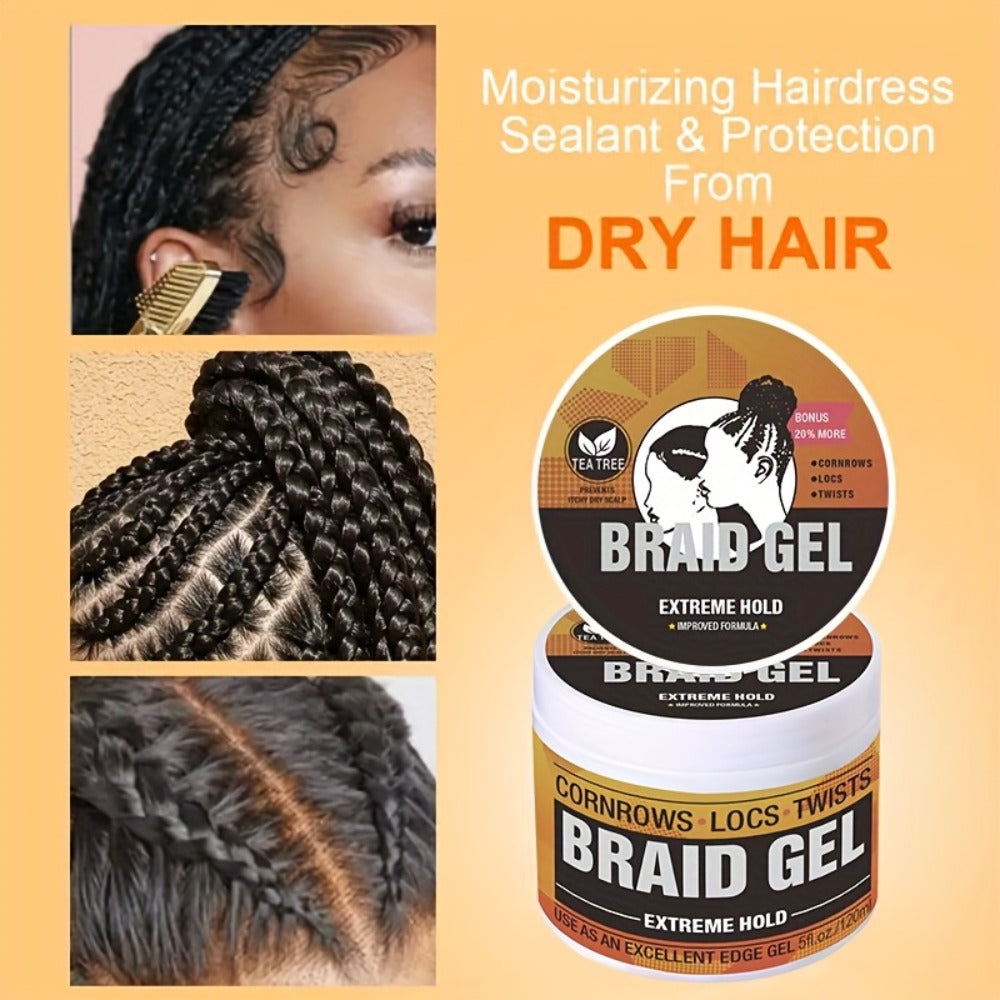 Extreme Hold Braid Gel & Edge Control Hair Wax Pomade — Anti-Frizz, Moisturizing, Long-Lasting for Braids, Locs, Twists & Sleek Styles, Natural Hair, Men & Women — 4/5/6 Pack - product image 4