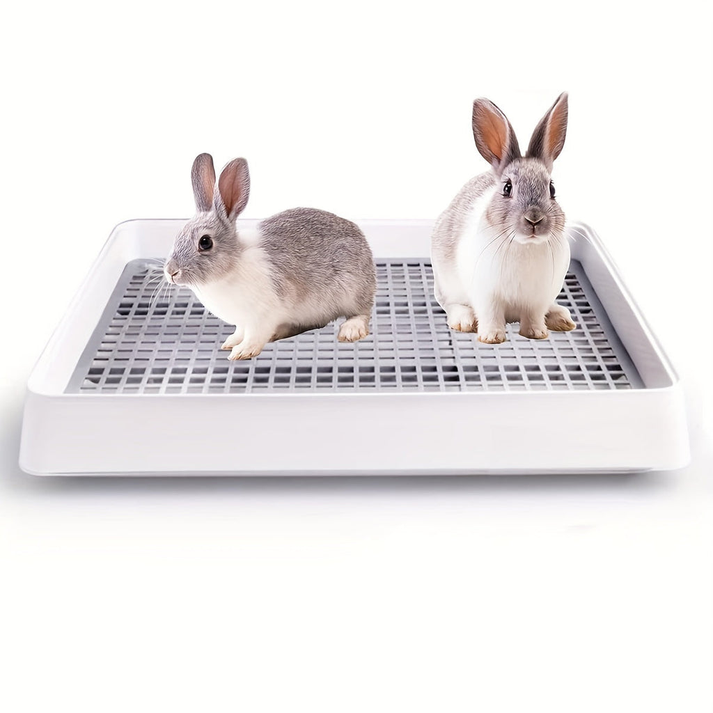Rabbit Litter Box Large Corner Pet Toilet with Odor Control | Indoor Cage Accessory | Grey White Small Animal Potty Trainer | Sturdy Easy-Clean Plastic Urine - product image