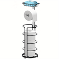 Toilet Paper Holder Floor Standing with Shelf 4-Roll Storage Rack Freestanding Bathroom Paper Organizer for Bathroom Bedroom Balcony Courtyard Black 1 or 2 Pack - product image 11
