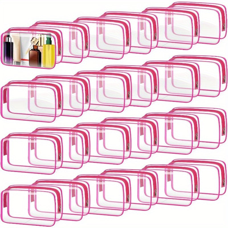 TSA Approved Clear Toiletry Bags Set of 24 Transparent Travel Makeup Organizer Pouches Medium Size Airport Security Quart Bag for Liquids Skincare Women White Rose Red - product image 13