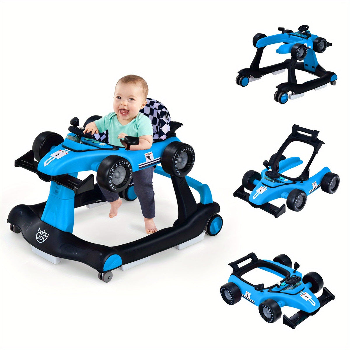 4-in-1 Collapsible Baby Walker with Activity Toy Tray & Adjustable Height – Sit-to-Stand Push Walker for Infants & Toddlers, Removable Washable Seat Pad, Safe - product image 13