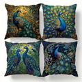Cushion Covers 18x18 Set of 4 Vintage Peacock Oil Painting Boho Plush Throw Pillow Cases with Zipper Machine Washable for Living Room Bedroom Home Decor - product image 11
