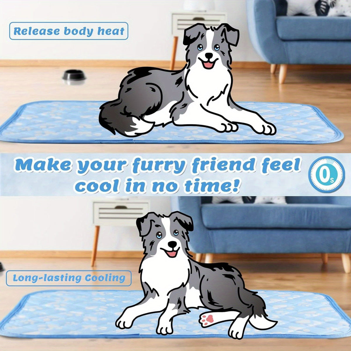 Pressure Activated Arc-Chill Fiber, Non-Toxic Washable Collapsible Pet Cool Mat for Summer, Indoor Outdoor Use, Small Medium Large XL – Dog Cooling Mat - product image 3