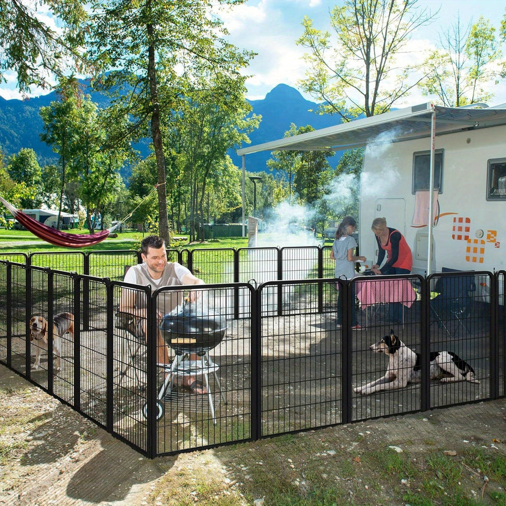 8 & 16 Panel Pet Exercise Pen for Large Medium Small Dogs, Carry-along Indoor Outdoor Puppy Pen for Yard Garden Camping RV, 24"/32"/40" Panel Height – Dog - product image