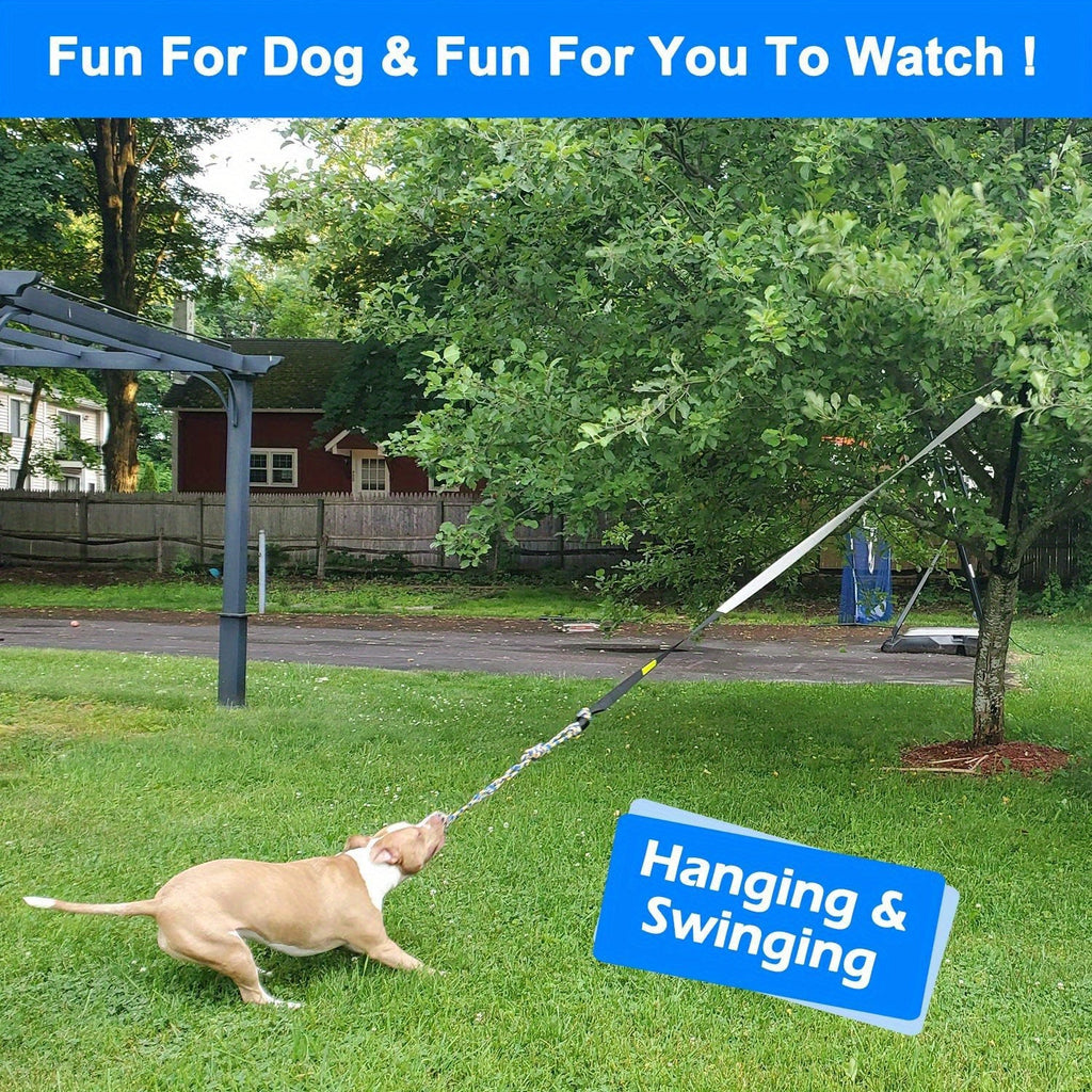 Bungee Dog Tug Toy Outdoor Hanging from Tree Height Adjustable 19.7 Ft Elastic Cord Tether with Chew Rope | Solo & Interactive Exercise Play for All Dog Breeds - product image 2