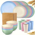32pcs Wheat Straw Dinnerware Set for 8 - Unbreakable Plastic Plates Bowls Cups Set, Lightweight BPA-Free PP Tableware for Picnic Camping Outdoor, Modern Round Dishware for Home Par - product image 17