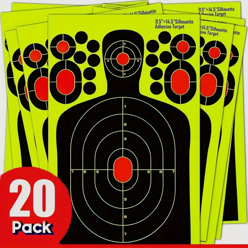 Splatter Shooting Targets Human Silhouette 20 Pack | High-Visibility Shot Placement Feedback | Reactive Glow Fluorescent Paper Range Targets for Pistol, Rifle - product image 2