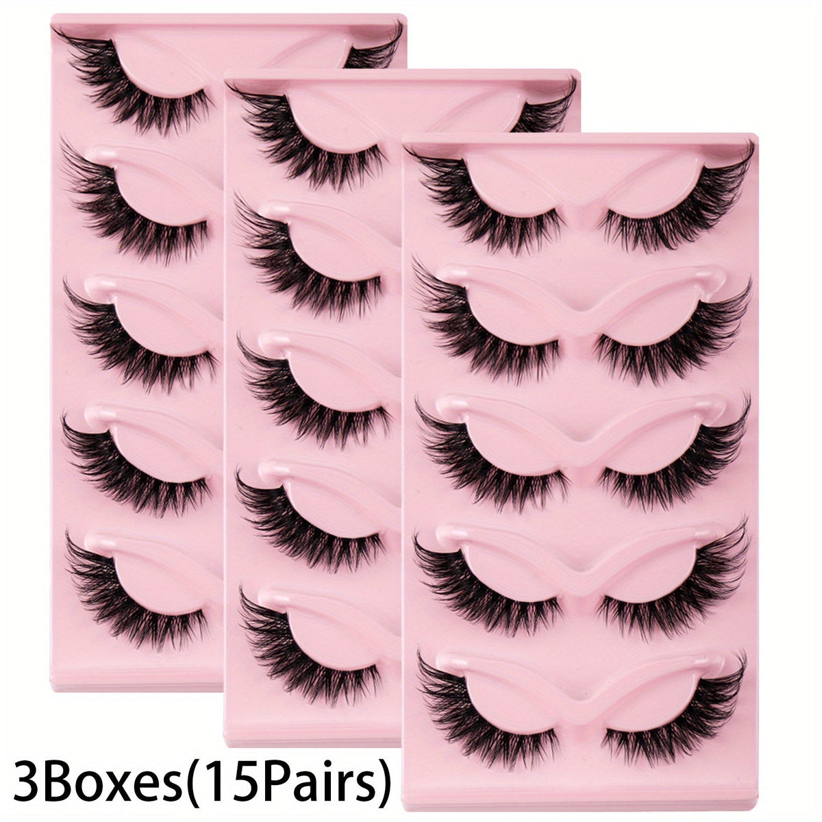 15 Pairs Cat Eye Strip Lashes — Natural Long Manga Wispy False Eyelashes with Winged Tips, 3 Boxes Elongated Dramatic Eye Look for Women, Party Date Night Everyday Wear & Cosplay - product image 13