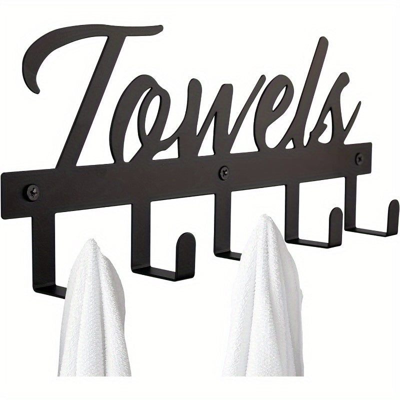 Wall Mount Towel Rack with 5 Hooks Farmhouse Bathroom Organizer Space Saving Towel Holder for Bathroom Kitchen Entryway Easy Install Rust Resistant - product image 10