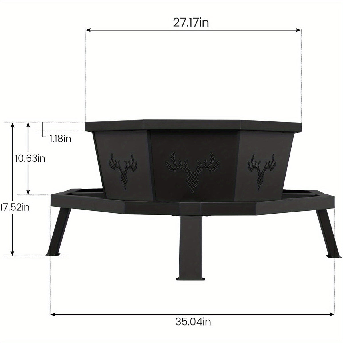Outdoor Fire Pit 35 Inch Octagonal Wood Burning Fire Pit with Spark Screen, Poker & Grate for Backyard Patio Camping Bonfire - product image 6