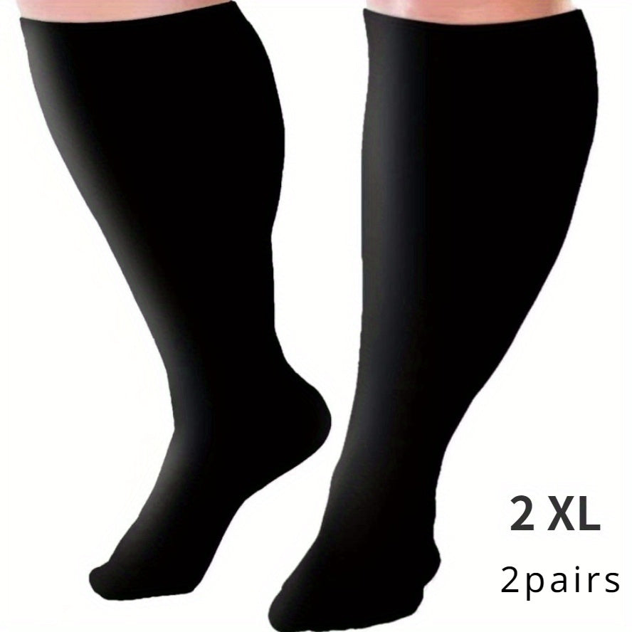 Plus Size Compression Socks 2 Pairs High Elasticity Sports Fitness Oversized Socks for Men Women 2XL 3XL 4XL 5XL 6XL 7XL Running Athletic Support - product image 17