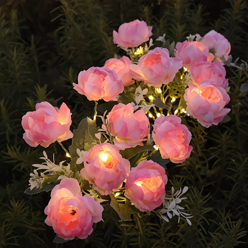 Solar Peony Flower Light 2PCS IP65 Waterproof - 84 LED Artificial Blooms 14 Fancy Lights Solar Powered Outdoor Garden Stake Lights for Lawn Yard Patio Holiday Decor Mother's Day Gi - product image 30