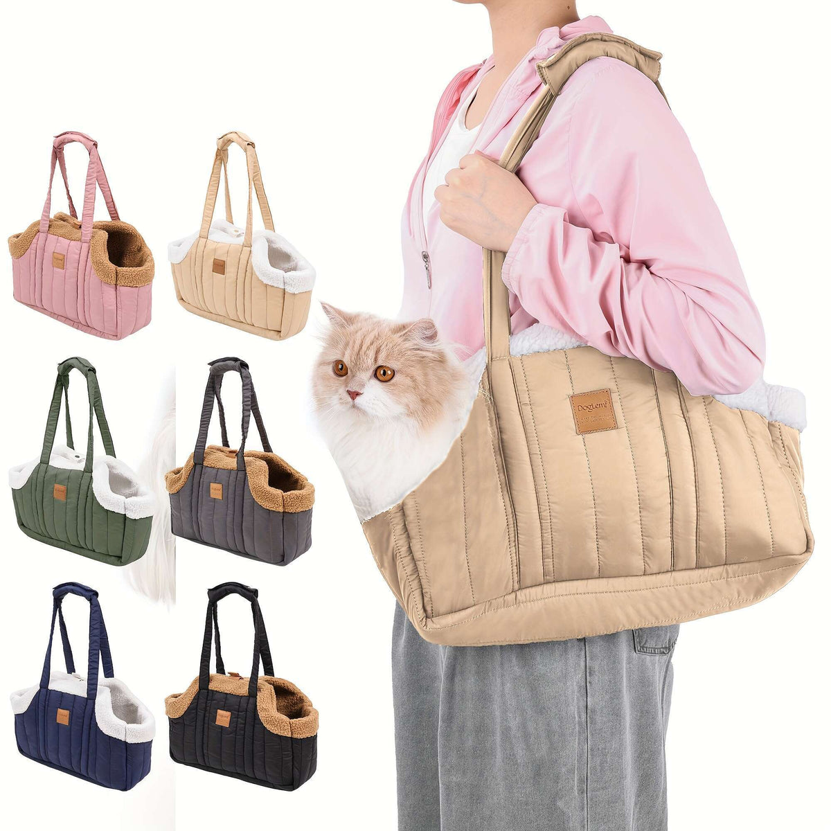 Pet Carrier Handbag Winter Warm Soft-Sided Small Dog Cat Carrier Bag with Snap Closure, Cozy Outdoor Tote Bag for Cold Weather, Portable Pet Purse for Small - product image 4