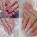 Ice Pink Almond Press On Nails 96 Pieces 4 Packs – Gradient Flower Butterfly Glossy Full Cover False Nails for Women Girls | Shiny Nail Tips Daily Wear Spring Summer Bridal Wedding - product image 10
