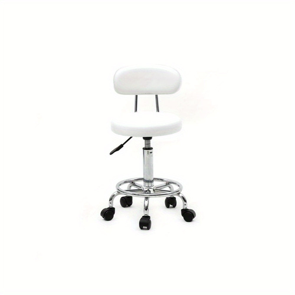 Adjustable Height Bar Stool with Backrest & 360° Swivel - Modern Counter Stool Rotating Chair for Kitchen Island Dining Room Bistro Spa Salon, Armless Striped Design, White - product image 11