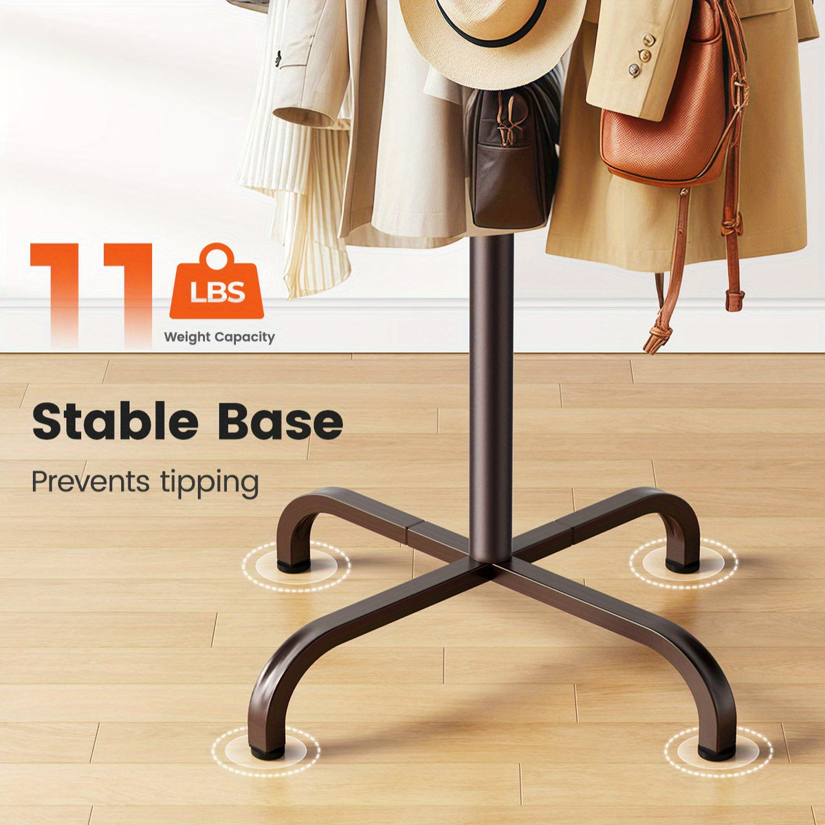 14-Hook Metal Hat Racks--Freestanding Coat Rack with a Total Weight Capacity of 11 Pounds, Suitable for Hallways, Bedrooms and Offices, Sturdy Rack for Hats - product image 11
